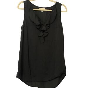 ModCloth Black Sleeveless Ruffled Flowy Blouse Womens M Whimsigoth Witchy Top